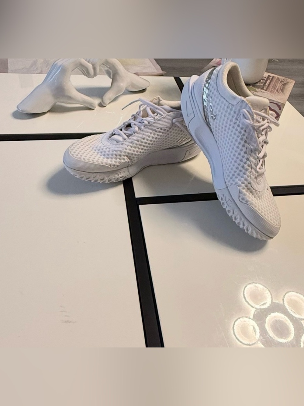 NikeCourt Zoom Pro White Silver - Women's 10.5 / Men's 9 - DH0990-101 - Picture 9 of 12